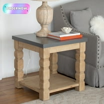 Tcbosik 2-Tier Square Side Table, 23.8" Modern End Table with Open Shelf, Nightstand for Living Room, Bedroom, Space Saving, Brown & Gray