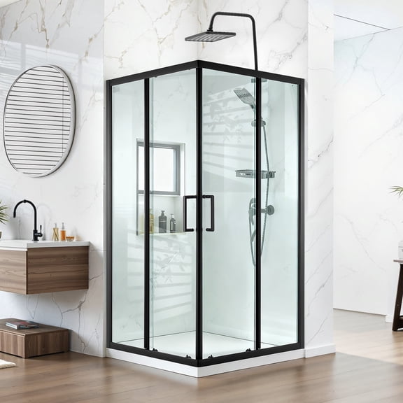 VEVOR Shower Enclosure, 35 in. D x 35 in. W x 72 in. H, Framed Corner Double Sliding Shower Door with 1/4 in. Clear Tempered Glass, Shower Stall for Walk in Shower (Shower Base Not Included)