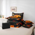 thumbnail image 5 of Feelyou Halloween Pumpkin Child Bedding Comforter Set 7 Pieces, Autumn Leaf Full Bedding Set, Black Orange Reversible Fitted Sheet Flat Sheet, Lightweight Room Decor, 5 of 7