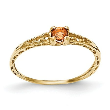 14k Yellow Gold 3mm Citrine Birthstone Baby Ring.