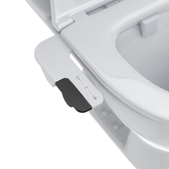 Dual Nozzle Bidet Attachment for Toilet – Ultra-Slim Non-Electric Seat, Adjustable Water Pressure, Self-Cleaning, Feminine & Rear Wash, Easy Install, Black Shifter   White Body (EB011)