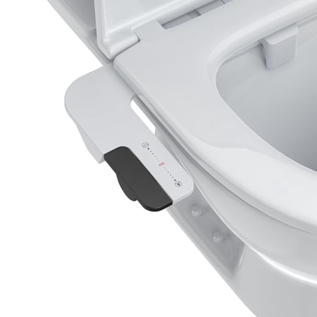 Dual Nozzle Bidet Attachment for Toilet – Ultra-Slim Non-Electric Seat, Adjustable Water Pressure, Self-Cleaning, Feminine & Rear Wash, Easy Install, Black Shifter + White Body (EB011)