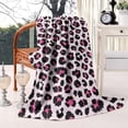 thumbnail image 2 of Pink and Black Of Leopard Print Blanket,Comfortable Soft Lamb Wool Throw Blanket,All Season,Warm Lightweight Blankets for Sofa Bed Couch Living Room Chair,60"x80", 2 of 4