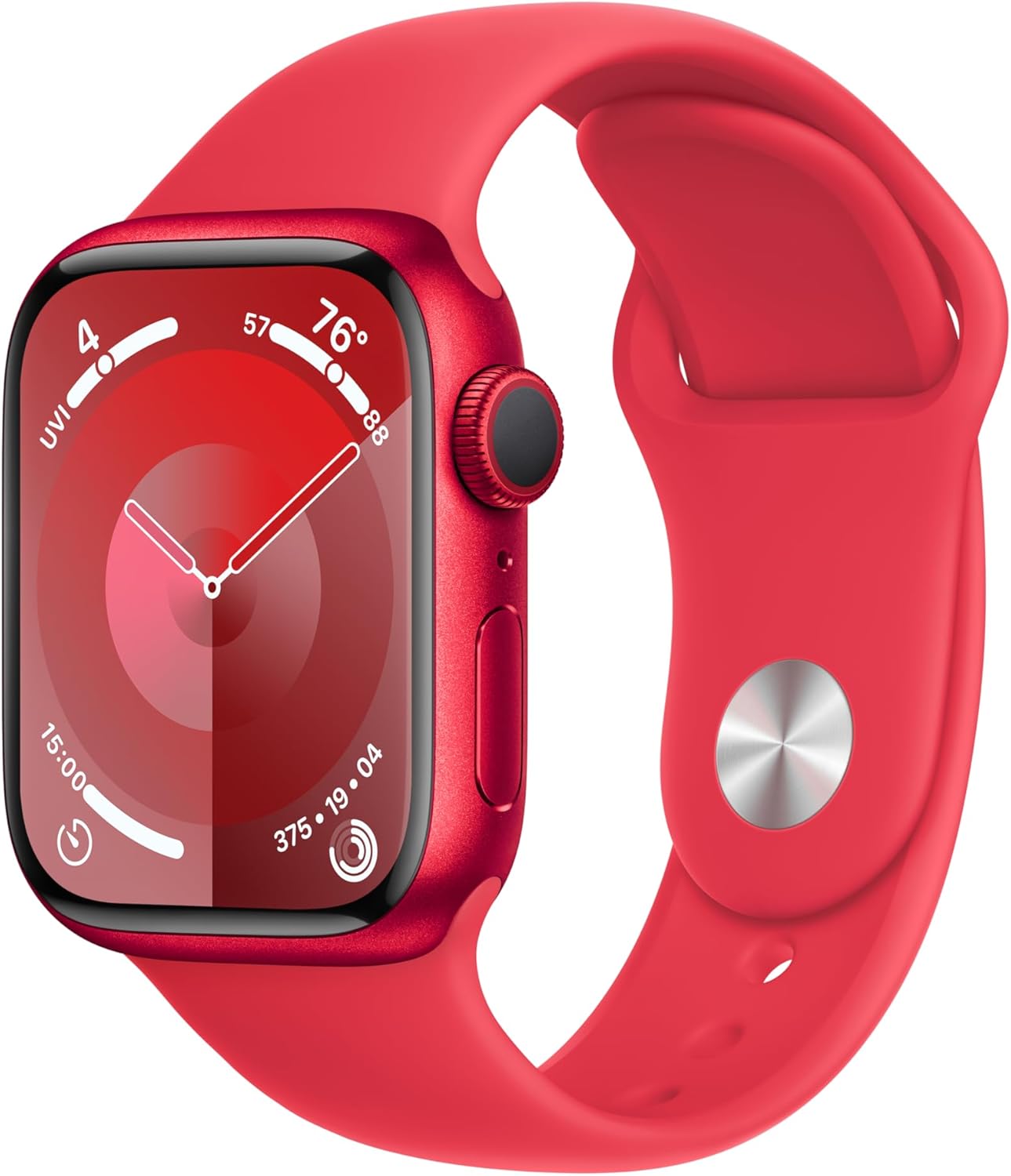 Pre-Owned Apple Watch Series 9 [GPS + Cellular 45mm] Smartwatch with (PRODUCT) Aluminum Case and (PRODUCT)RED Sport Band - S/M. Fitness Tracker, ECG Apps, Always-On Retina Display, Water Resistant - Red (Good)