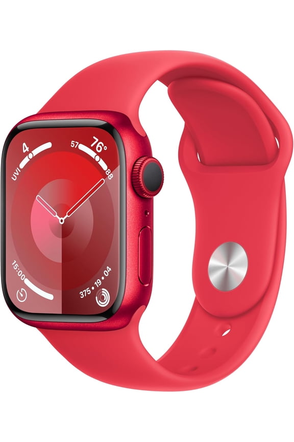 Pre-Owned Apple Watch Series 9 [GPS + Cellular 41mm] Smartwatch with (PRODUCT) Aluminum Case and (PRODUCT)RED Sport Band - S/M. Fitness Tracker, ECG Apps, Always-On Retina Display, Water Resistant - Red (Fair)