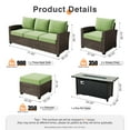 thumbnail image 2 of Vcatnet 8 Pieces Patio Furniture Sets with 54" Fire Pit Table, Outdoor Wicker Rattan Sectional Sofa, All Weather High Back Conversation Set with Ottoman for Porch,Backyard,Green, 2 of 9