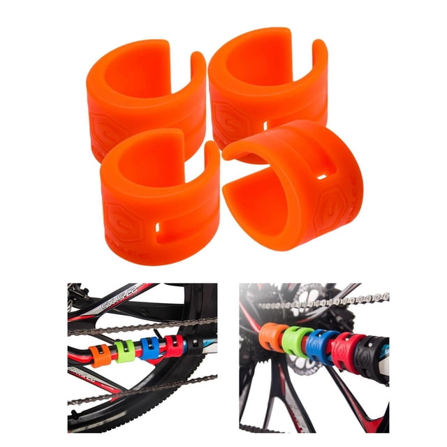 Juego de 4 anillos protectores de suspensión de cadena de bicicleta con cubierta de goma para horquilla de protección de bicicleta de carretera de mon naranja Soledad Protector de cadena de bicicletas