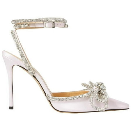 

Mach & Mach Women White Double Bow Crystal-Embellished Silk-Satin Point-Toe Pumps