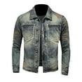 thumbnail image 1 of SHIXIAOO Spring and Autumn New Denim Coat for Men Trend Retro Washed Denim Short Casual Slim Jacket for Men Denim Jacket and Pants Set for Men Mens Fitted Coats, 1 of 7