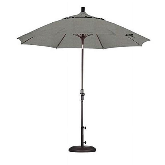 9 ft. Round Aluminum Pole Fiberglass Rib Market Umbrella, Collar Tilt & Bronze Pole - Sunbrella Granite