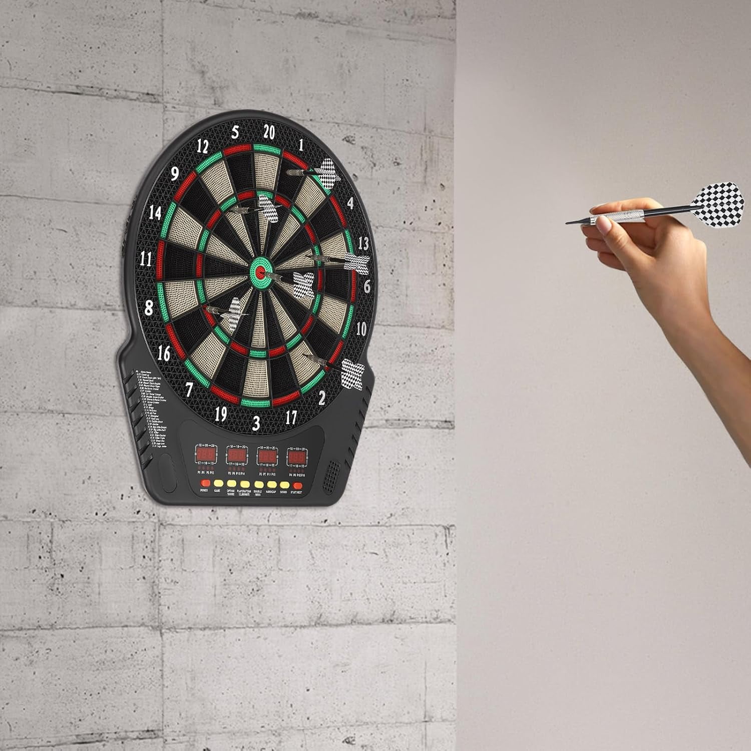 Electronic Dart Board Soft Tip Dartboard Set 27 Games with 243 Variants 6 Darts, Digital Electric Dart Boards with Colorful LED
