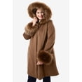 thumbnail image 3 of Jessica London Women's Plus Size Hooded Faux Fur Trim Coat, 3 of 4
