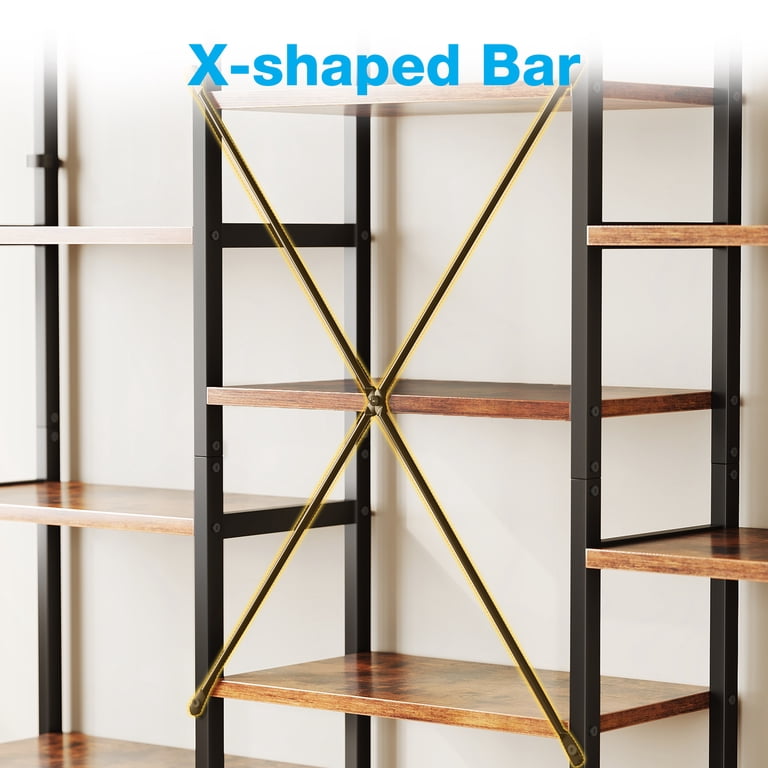 Casacomoda Triple Wide 6-Tier Bookshelf, Rustic Brown photo 8