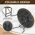 thumbnail image 2 of RayChee Round Poker Table Foldable, Folding Texas Holdem Table, 6 Players Portable Casino Card Game Table w/Water-Resistant Cushioned Rail and Stainless Steel Cup Holders (Brown, 46 Inch), 2 of 7