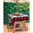 thumbnail image 3 of Fsddascl Christmas Tree Outdoor Tablecloth - 52x70 Inch Rectangle Dining Table Cover, Xmas Snowflake Red Black Plaid Waterproof Outdoor Table Cloth with Umbrella Hole & Zipper for Picnic/Patio/Party, 3 of 7