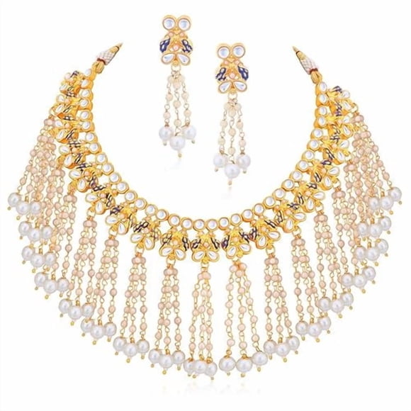 Charming Peacock Gold Plated Kundan Necklace Set With Earring For Women