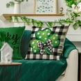 thumbnail image 3 of Sm:)e Saint Patricks Day Pillow Covers Set of 4, Green, 18x18Inch Green Shamrock Truck Outdoor Cushion Case for Sofa Couch, 3 of 6