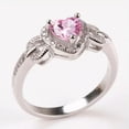 thumbnail image 2 of 3ct Pink/White Love Heart Zirconia Band 925 Silver Women's Wedding Ring Size 4-9, 2 of 9