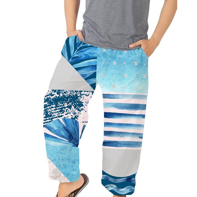 Pantalones largos para hombre, bombachos de moda, pantalones estampados elásticos sueltos para playa Athleisure Odeerbi ODB-2