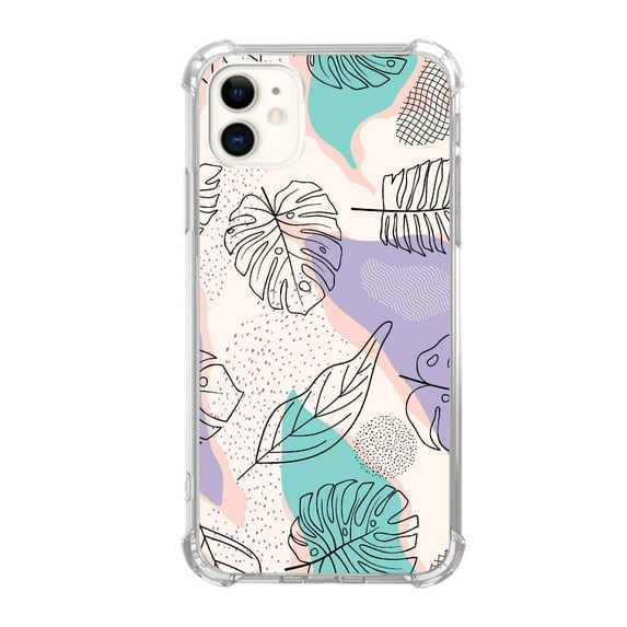 Abstract Leaf Case Compatible with iPhone 11,Unique Art Design TPU Bumper Cover Case