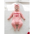 thumbnail image 6 of BemeyourBBs Newborn Baby Girls Daddy's Girl Outfit Letters Embroidery Romper Jumpsuit with Bow Headband, 6 of 9