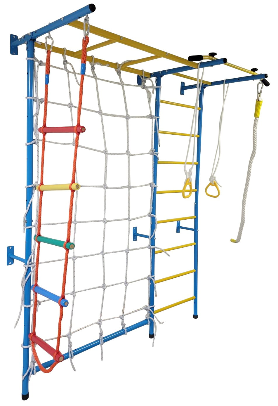 Kids Sport Gym Playground Swedish Wall Mounted Climbing Ladder Pull Up Bar Rope 