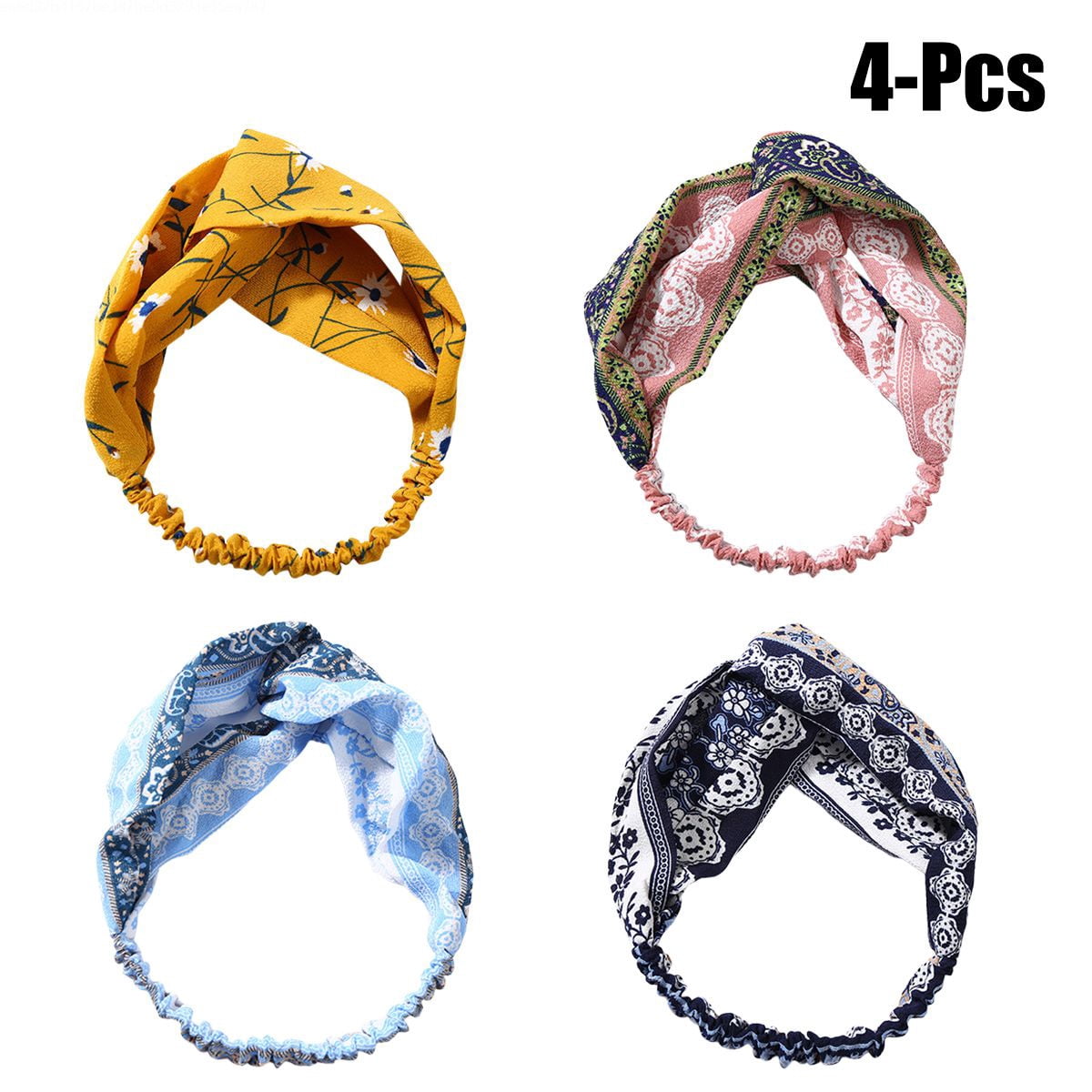 4PCS Hair Bands Stylish Elastic Hair Wrap Bands Wrap Headbands Hair