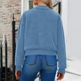 thumbnail image 4 of Women's Fleece Lined Winter Coat Cropped Long Sleeve Crewneck Zip Up Jacket Light Blue S, 4 of 7