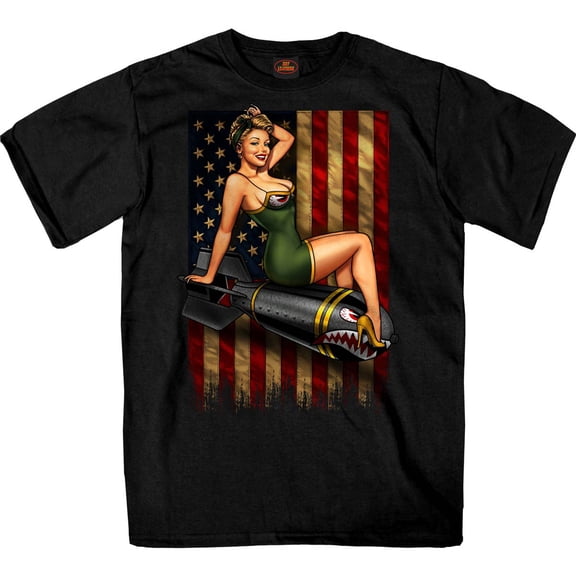 Hot Leathers GMS1528 Men’s Black Patriotic Pinup T-Shirt X-Large