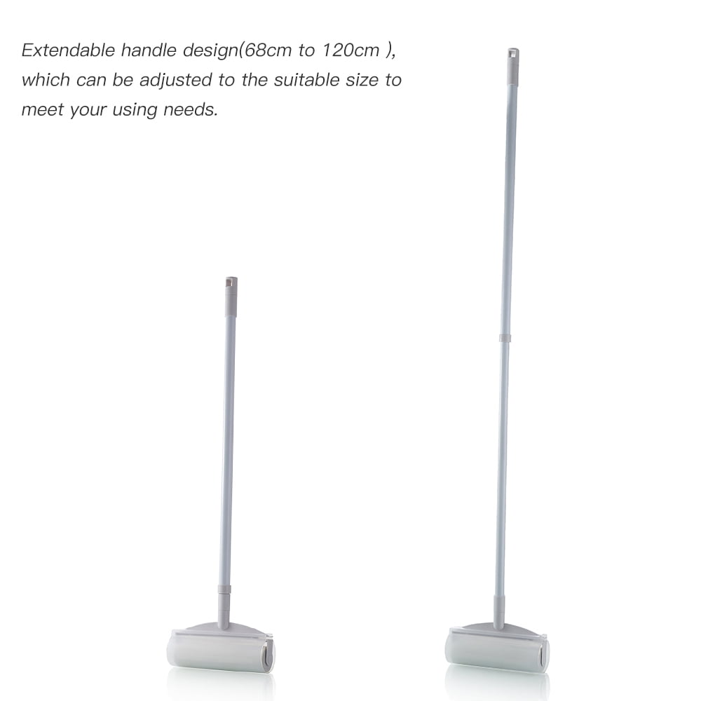 Sticky Mop with Extendable Handle Sticky Paper Roller 60 Sheets Floor