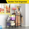 thumbnail image 3 of 5 Tier Garden Tool Organizer, Metal Yard Tools Storage Rack, Garage Storage and Organization, Heavy Duty Garden Tool Organizer for Garage, Yard, Patio, Shed, Indoors and Outdoors, Black, 3 of 16