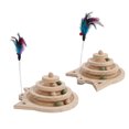 thumbnail image 1 of Cats Interactive Roller Toy, Reduce Boredom Cat Turntable Ball Toy Pine Wood Sturdy Construction Promote Exercise  for Scratching Playing, 1 of 7