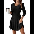 thumbnail image 1 of Vestido de Suéter de Larga, Vestido de Otoño, Cuello Redondo, Cintura Alta, Vestido Ajustado, Vestido Casual para Mujer Negro L, 1 of 8