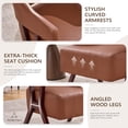 thumbnail image 6 of LAZZO Mid-Century Modern Accent Chair, Solid Wood Frame Leather Armchair for Living Room & Bedroom, Brown, 6 of 9