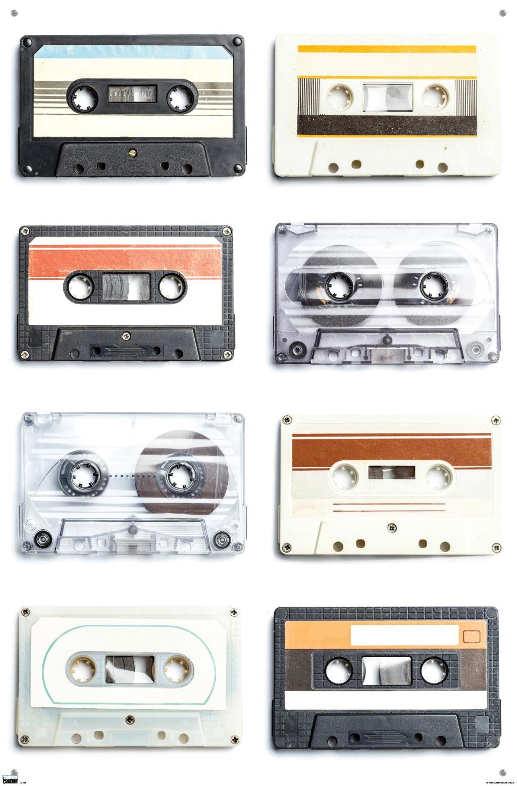 Cassettes Wall Poster with Pushpins, 22.375" x 34"