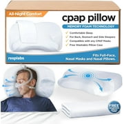 resplabs CPAP Pillow for Side, Back, and Stomach Sleepers - Compatible with Full Face, Nasal & Nasal Pillow Masks - Memory Foam CPAP Mask Pillow with Extra Washable Pillowcase