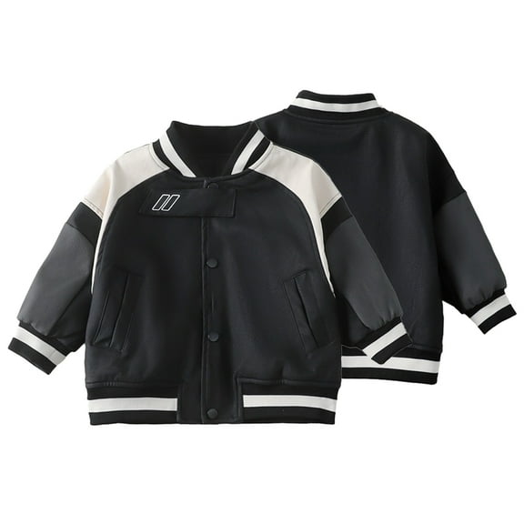 KYAIGUO Kids Toddler Faux Leather Jacket for Boys Girls ,Baby Fall Winter Fleece Outwear Little Boys Girls Thick Warm Coats Athletic Windproof Waterproof Leather Coat,Size 1-10Y