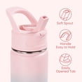 thumbnail image 5 of Daluvenix 12oz Insulated Kids Water Bottle with Straw and Carry Handle, Leak-Proof BPA-Free Stainless Steel Bottle, Gradient Pink Blue, 5 of 10