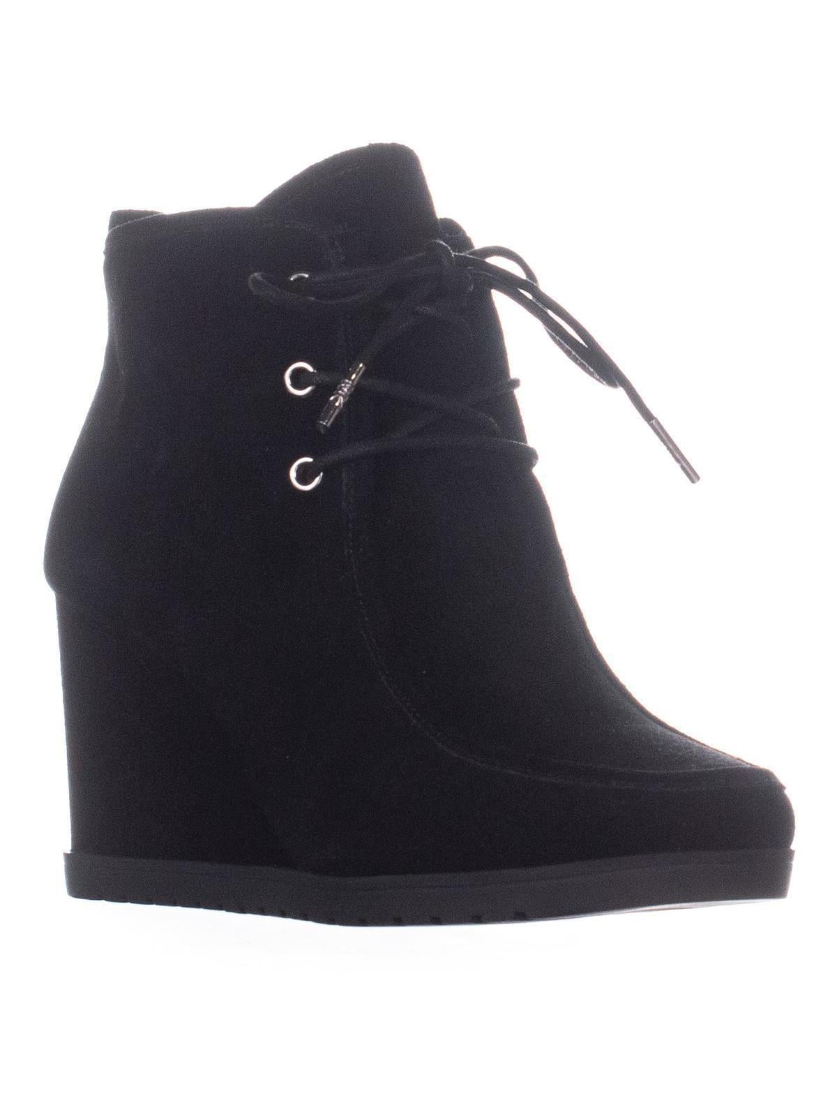 Womens MICHAEL Michael Kors Tamara Lace Up Bootie Wedge Boots, Black Suede  