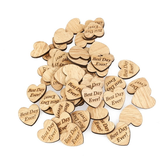 50pcs Wooden Hearts Scrapbooking Embellishments Crafts with Wood Grain