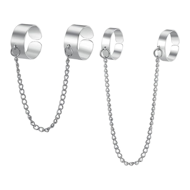 Juego de anillos de ajustables con cadena Geometría Moda Simple Elegante para fiesta Enlace de 2 anillos Yuyangstore anillos de dedo