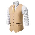 thumbnail image 2 of Herrnalise Men's Business Suit Vest Slim Fashion Wedding Vest Men's Coat Gold, 2 of 3