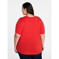 thumbnail image 3 of Terra & Sky Women's Plus Size Crewneck Tee with Short Sleeves, Sizes 0X-5X, 3 of 5