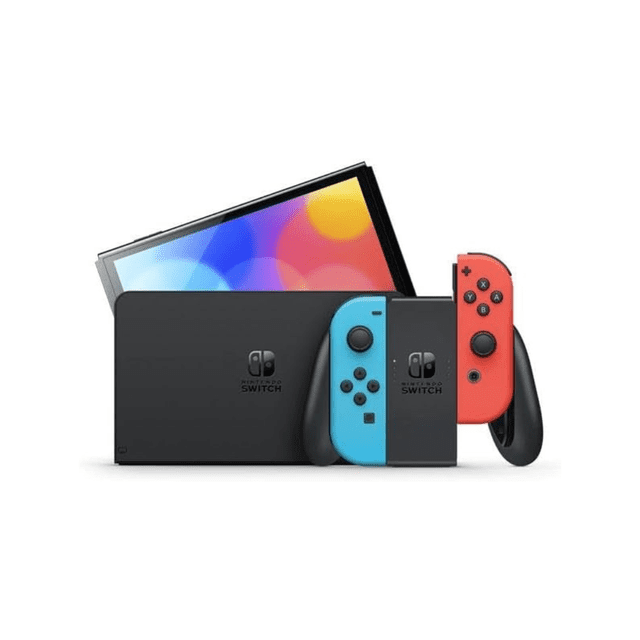Nintendo Switch - OLED Model Console 64 GB with Neon Red & Neon Blue Joy-Con -7″ OLED Screen & Dock (Refurbished)