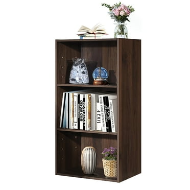 Gymax 3 Open Shelf Bookcase Modern Multi-functional Storage Display Cabinet Walnut