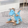 thumbnail image 2 of Wooden Dinosaur Rocking Horse with Realistic Sounds Blue Ride On Toy for Kids 18 to 36 Months, 2 of 7