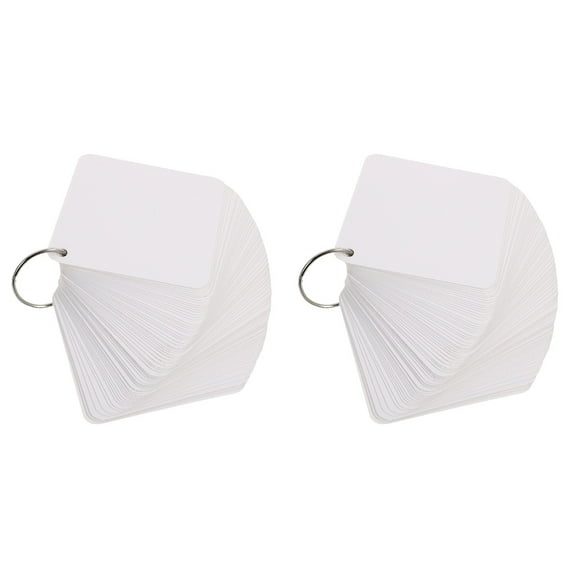 2 Sets Blank Flash Cards with Binder Rings Pre-Hole Punched Notecards Multipurpose Blank Cards for Studying