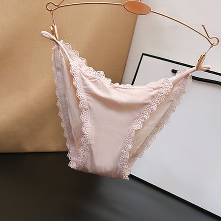 Womens Panties Ladies Sexy Triangle Lace No Trace Breathable Low Waist Large Size Ice Silk Underwear High Waisted Lightweight Panties