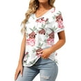 thumbnail image 5 of MOSHU V-Neck Women T Shirts Short Sleeve Loose Summer Tops for Women with Pocket, 5 of 10
