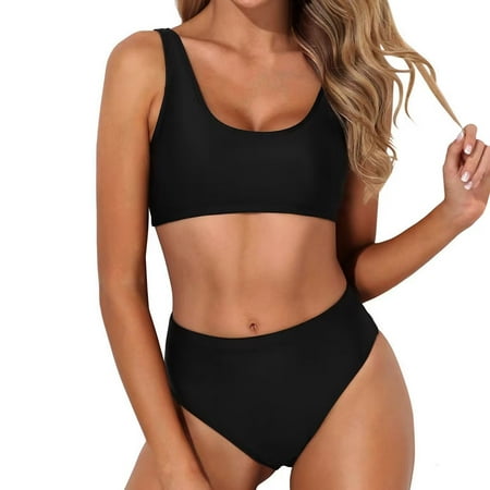 Under 10  Women s Solid Set Swimsuit  Sleeveless Push-Up Padded  Beachwear  Solid Color  for Pool/Sunbathing  Supportive Bra  Quick-Dry Material  Womens Swimsuit One Piece | Black M  Sopatenor